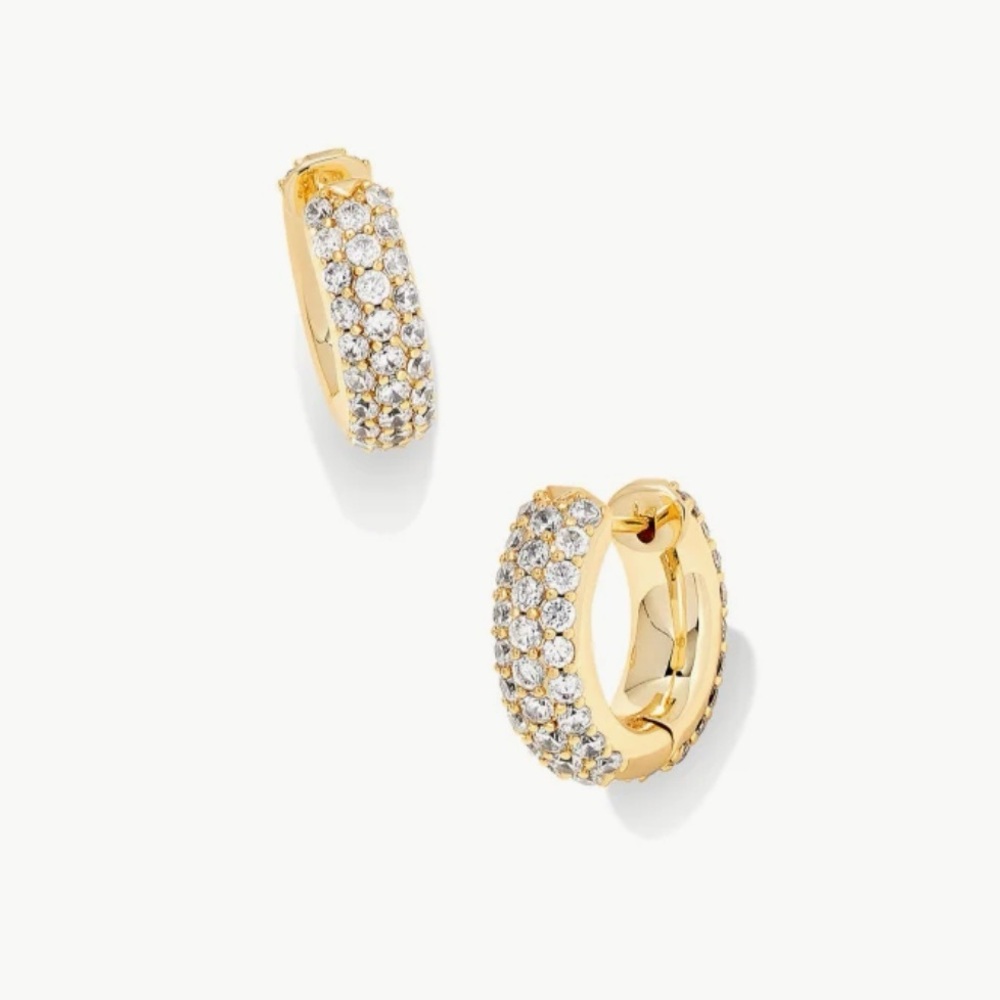 Kendra Scott Mikki Pave Huggie Earrings in Gold